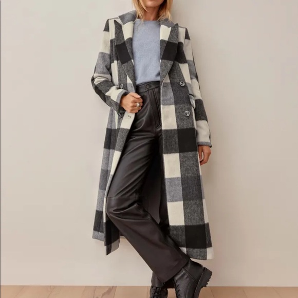 Reformation York Coat in Light Grey Plaid - Picture 4 of 7